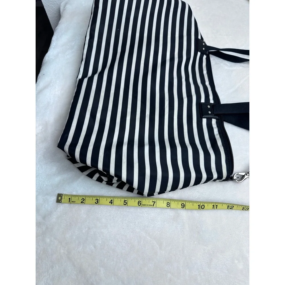Kate Spade Weekender Bag Womens Large Black White Striped Packable